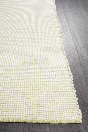 Freya Scandi Pistachio & White Flatwoven Wool Rug